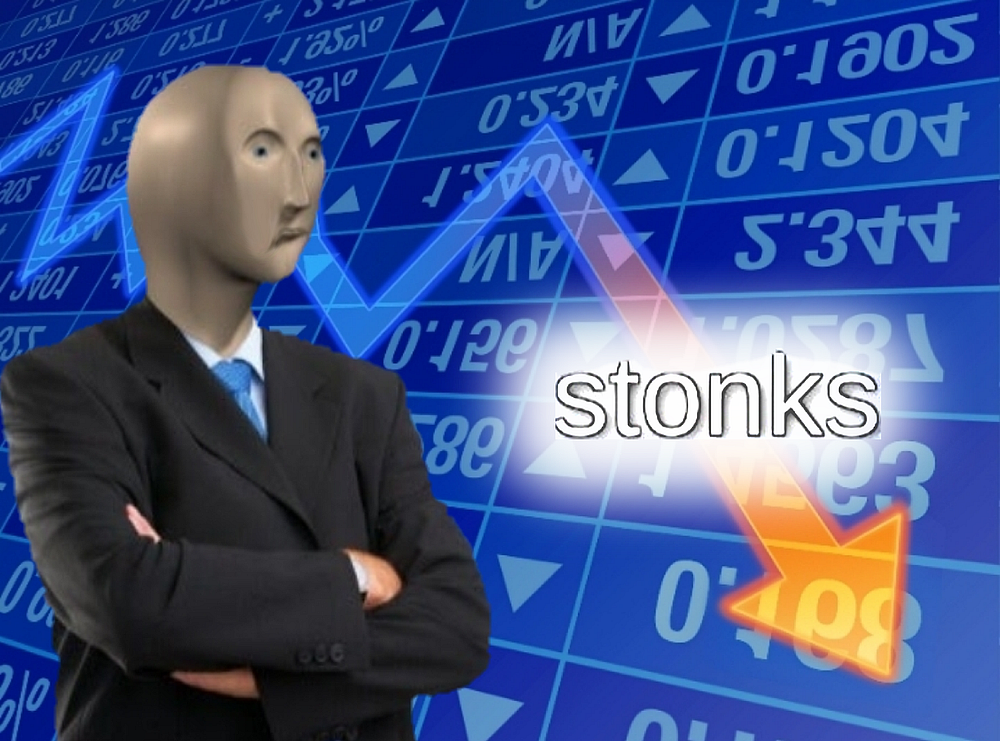 "Stonks down" meme